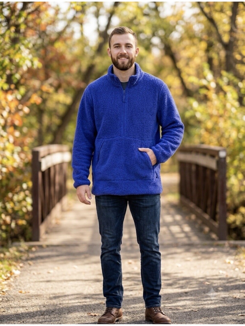 Nike Yoga Sherpa Fleece Pullover Blue Half Zip Jacket Men's Size XL